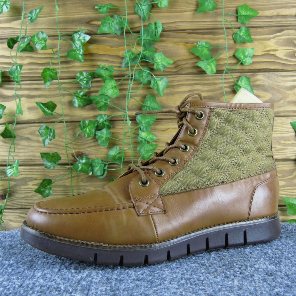 Harrison Myles Men 7.5 Brown Synthetic Canvas Lace Up Ankle Boots Casual Comfort